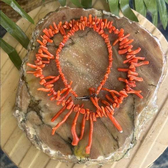 Vintage Natural Red Branch Coral Necklace